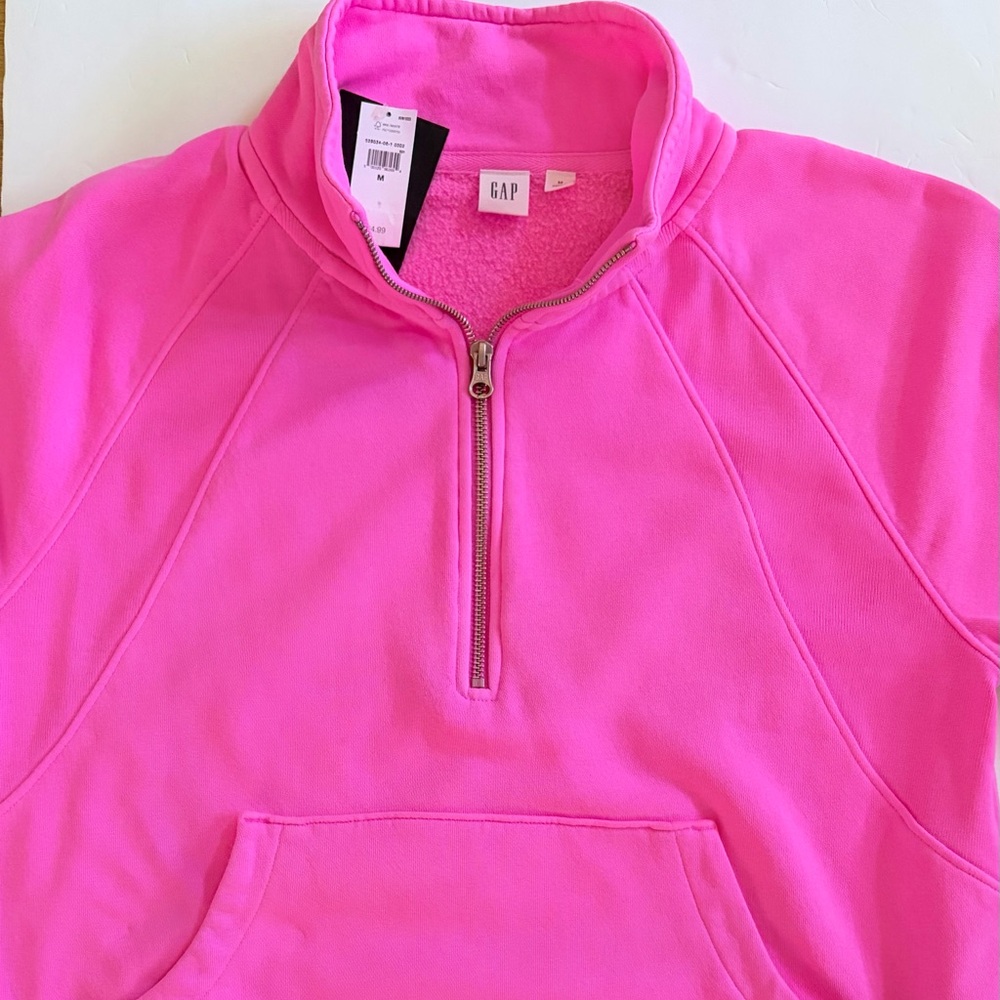 GAP Vibrant Pink Quarter-Zip Sweatshirt